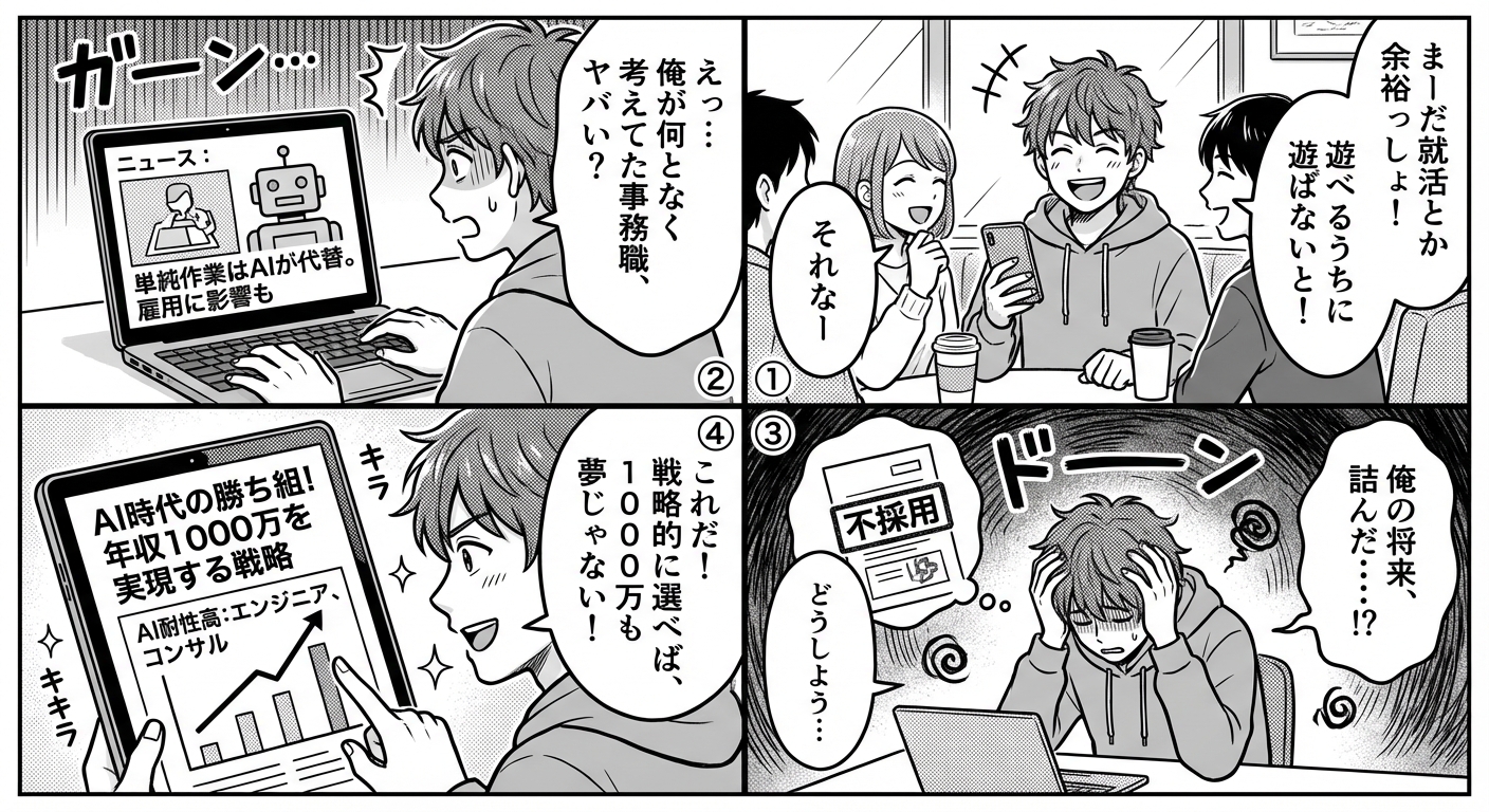 AI時代の勝ち組になる!2026年版キャリアパス診断と年収1000万円を実現する3つの職種選択戦略 マンガ解説