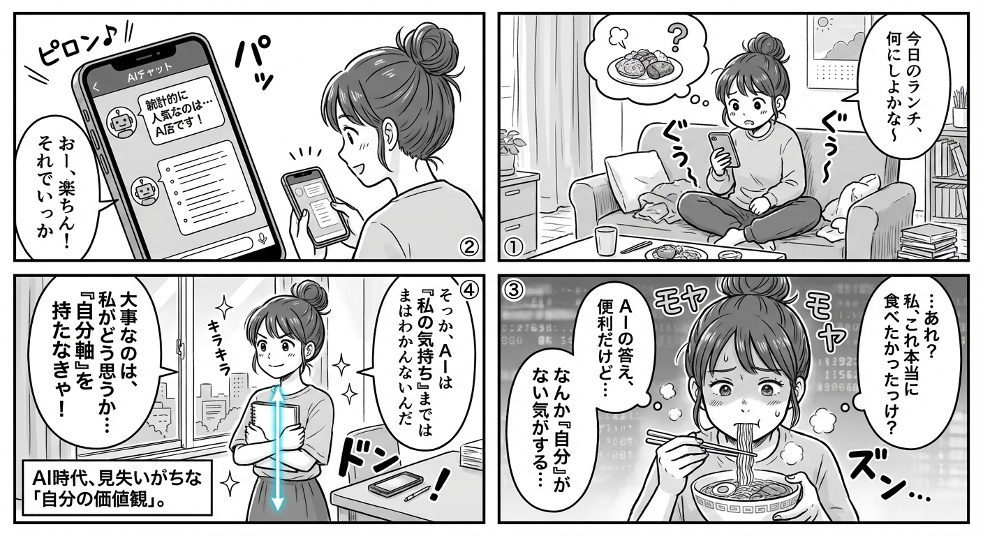 AI時代に問われる人間の価値観──自分軸を見失わないための整理術と5つの実践ステップ マンガ解説