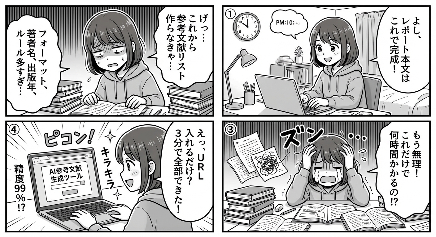 AIが参考文献を自動生成！論文・レポート作成が3分で完了する最新ツール5選【2026年版】 マンガ解説