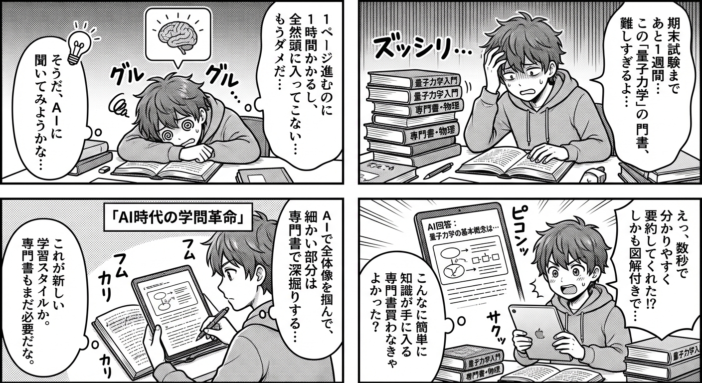 AI時代の学問革命：専門書が不要になる日と、それでも残る知の本質 マンガ解説