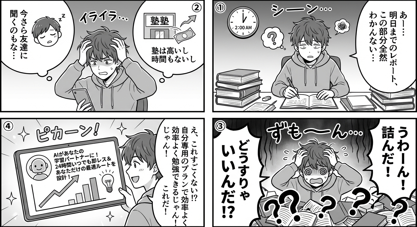 AIが学習パートナーになる時代：成績アップを実現する最新AI学習ツール5選と効果的な活用法 マンガ解説
