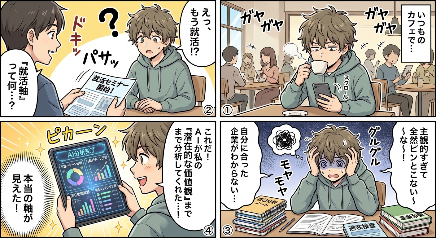 AIで見つける本当の就活軸：2026年最新の自己分析ツールと企業選びの新常識 マンガ解説