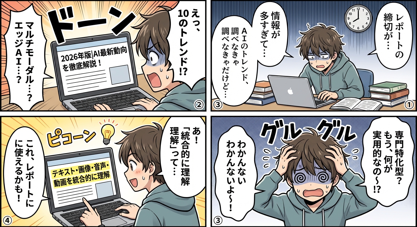 2026年版|AI最新動向を徹底解説!ビジネスと生活を変える10の技術トレンドと導入事例 マンガ解説
