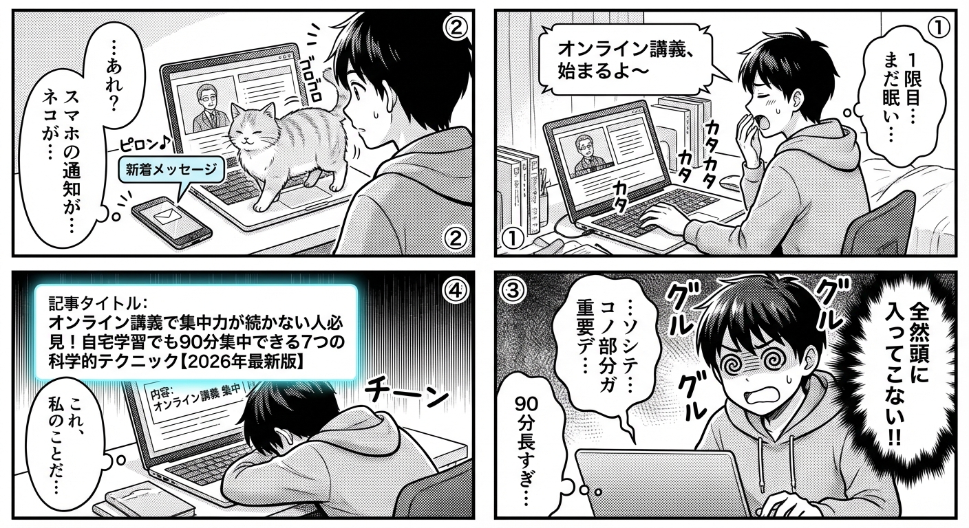 【2026年最新版】オンライン講義で集中力を3倍高める科学的メソッド15選|脳科学者が教える実践テクニック