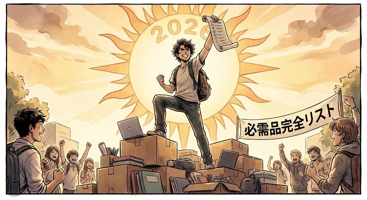 【2026年最新版】大学生活で本当に必要なもの完全リスト｜一人暮らし・通学別に必需品50選を現役大学生が徹底解説