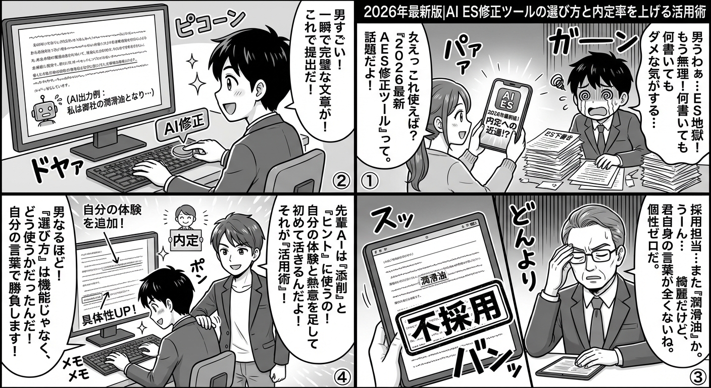 2026年最新版|AI ES修正ツールの選び方と内定率を上げる活用術