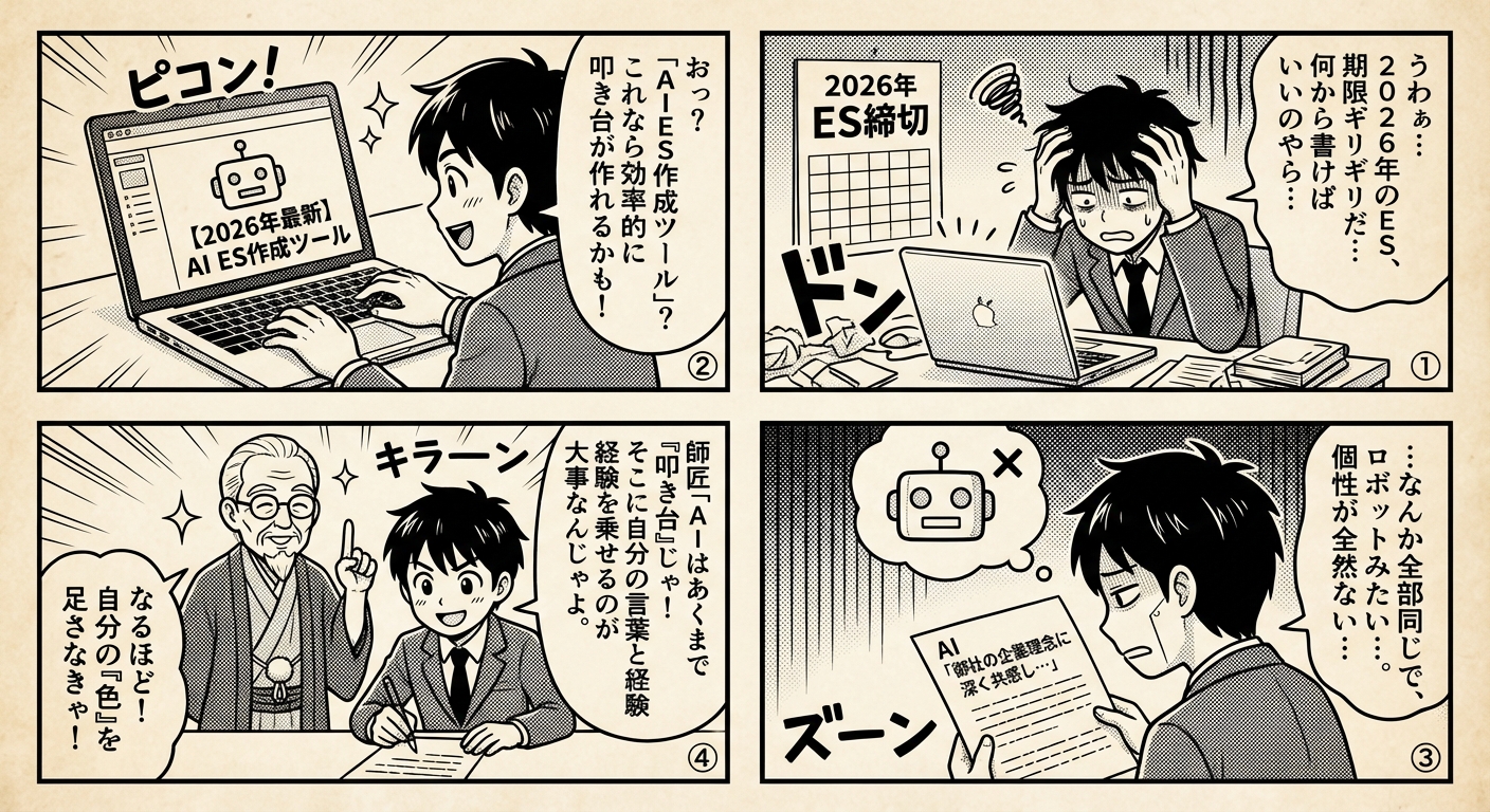 【2026年最新】AI活用でES叩き台を効率作成する方法と注意点