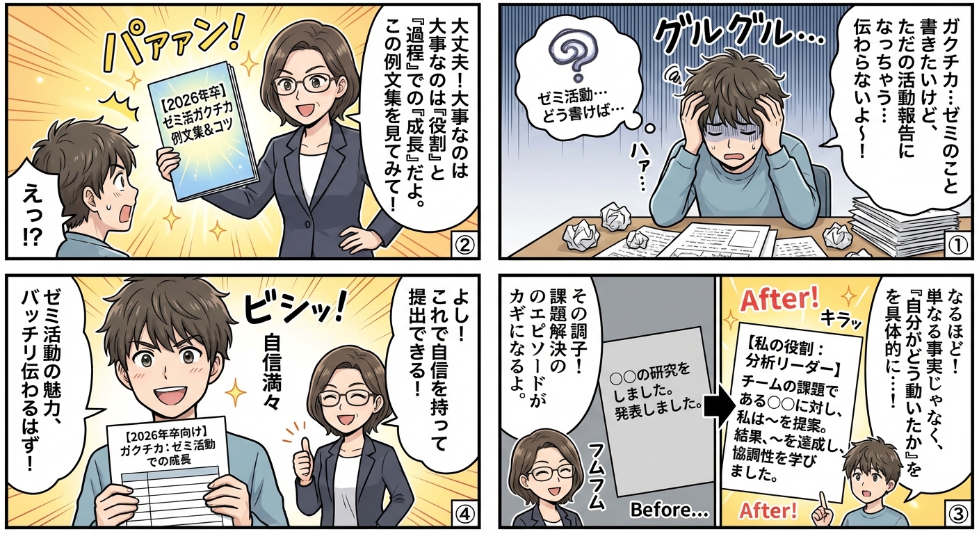 【2026年卒向け】ガクチカでゼミ活動を効果的に伝える例文集と書き方のコツ