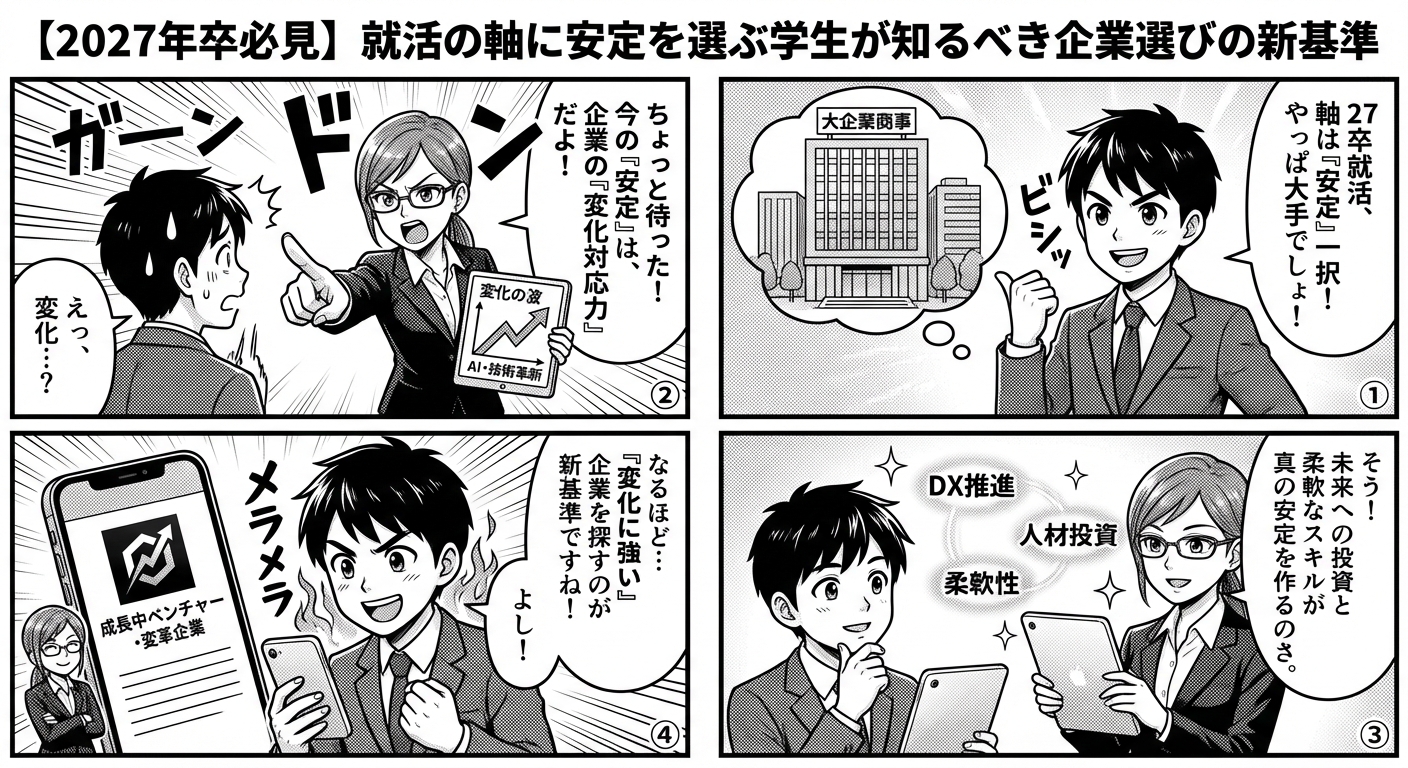 【2027年卒必見】就活の軸に安定を選ぶ学生が知るべき企業選びの新基準