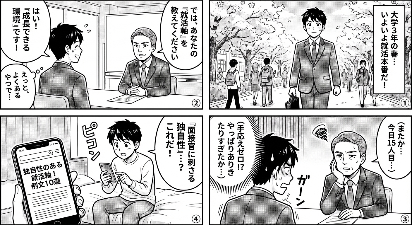 【2026年最新】就活軸で差がつく独自性の出し方｜内定者が実際に使った例文10選と作成ステップ