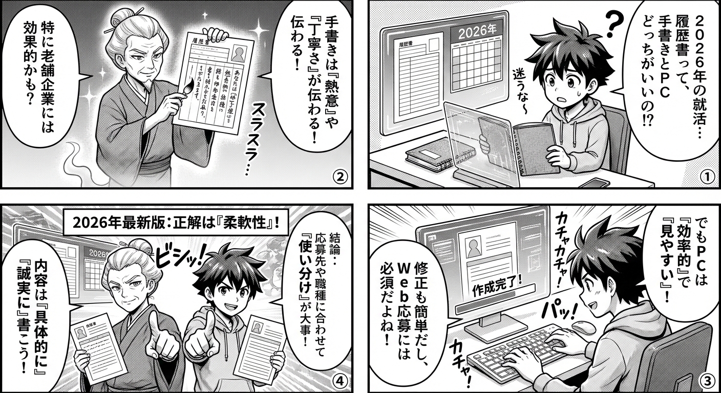 2026年最新版：履歴書は手書きとPC作成どちらが有利？正しい選び方と書き方