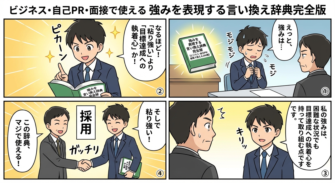 強みを表現する言い換え辞典完全版【ビジネス・自己PR・面接で使える200語】