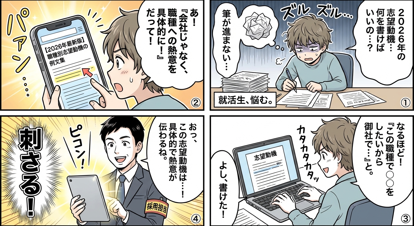 【2026年最新版】職種別志望動機の例文集|採用担当者に刺さる書き方のコツ