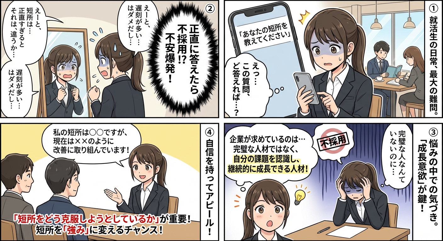 【2026年最新】面接で好印象を与える短所の伝え方と改善アピール例文15選