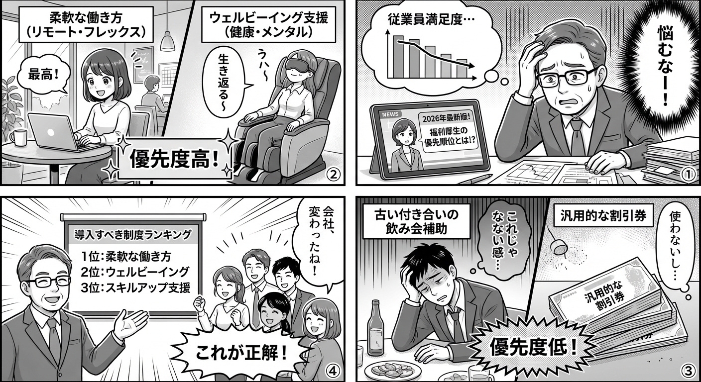 2026年最新版|従業員満足度を高める福利厚生の優先順位と導入すべき制度ランキング