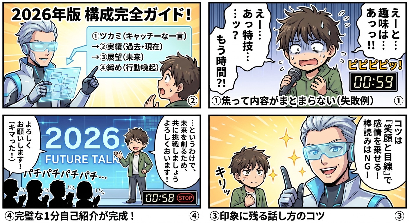 自己紹介1分の構成完全ガイド|印象に残る話し方のコツ2026年版