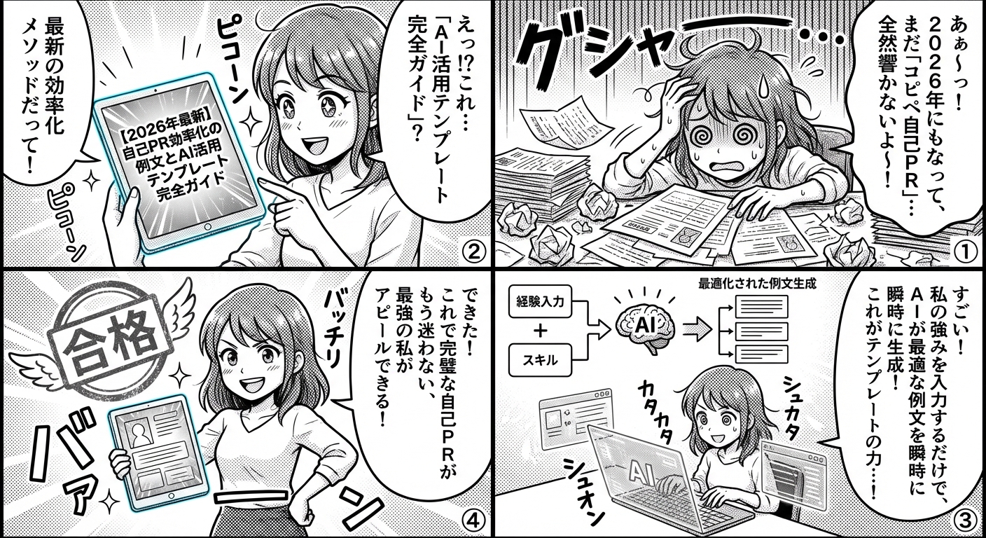 【2026年最新】自己PR効率化の例文とAI活用テンプレート完全ガイド