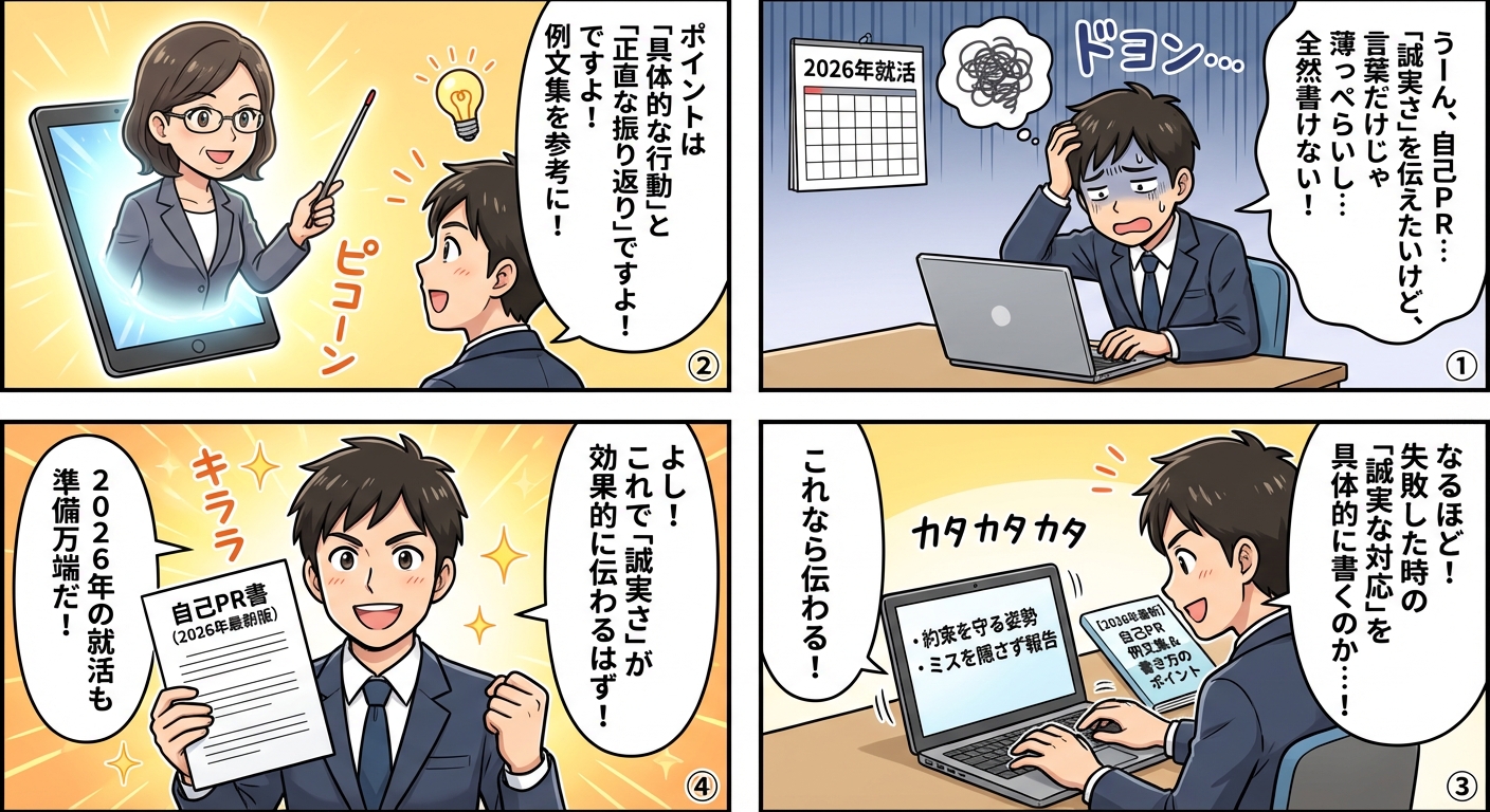 【2026年最新】自己PRで誠実さを効果的に伝える例文集と書き方のポイント