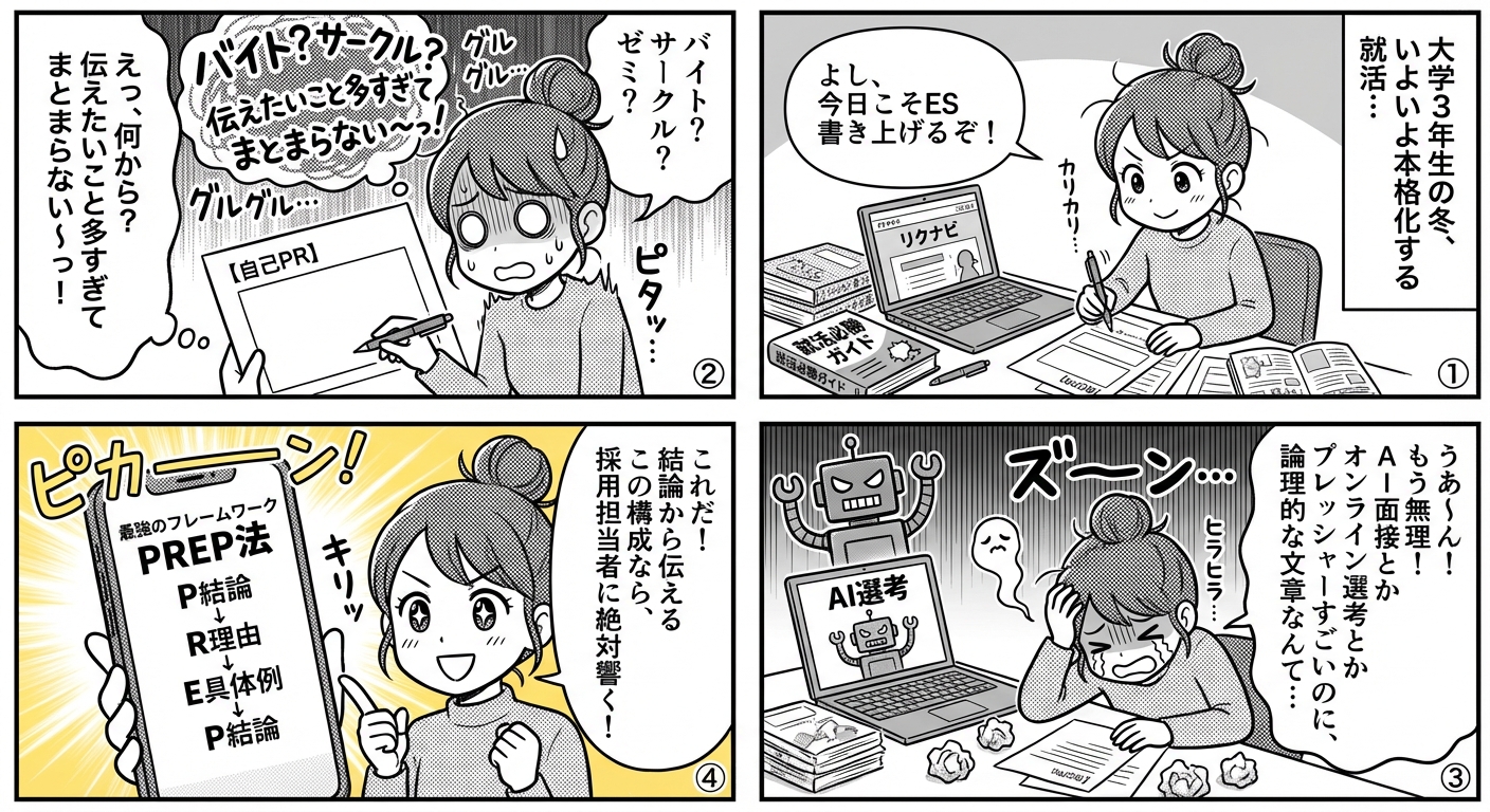 【2026年最新】自己PRでPREP法を使いこなす書き方｜採用担当者に刺さる構成例とNG例を徹底解説