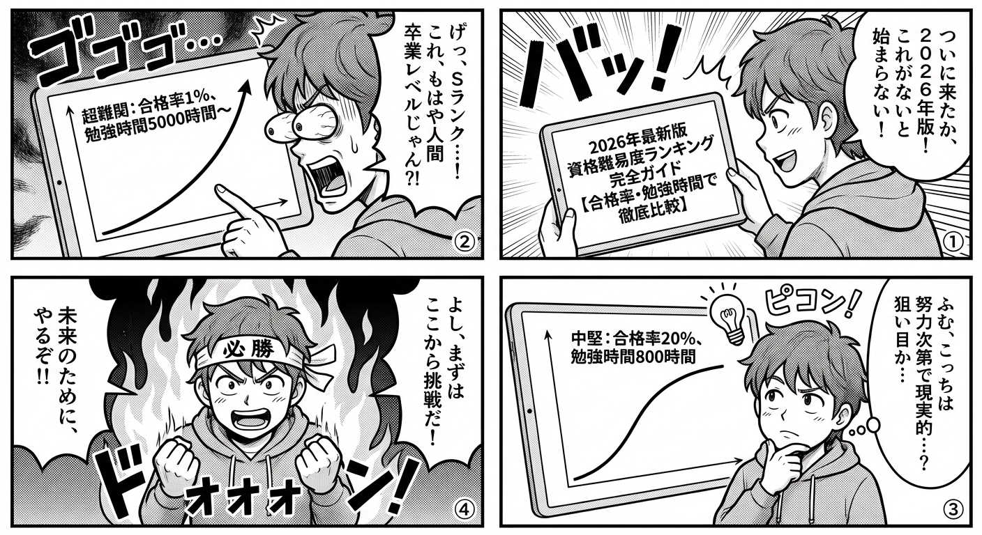 2026年最新版|資格難易度ランキング完全ガイド【合格率・勉強時間で徹底比較】