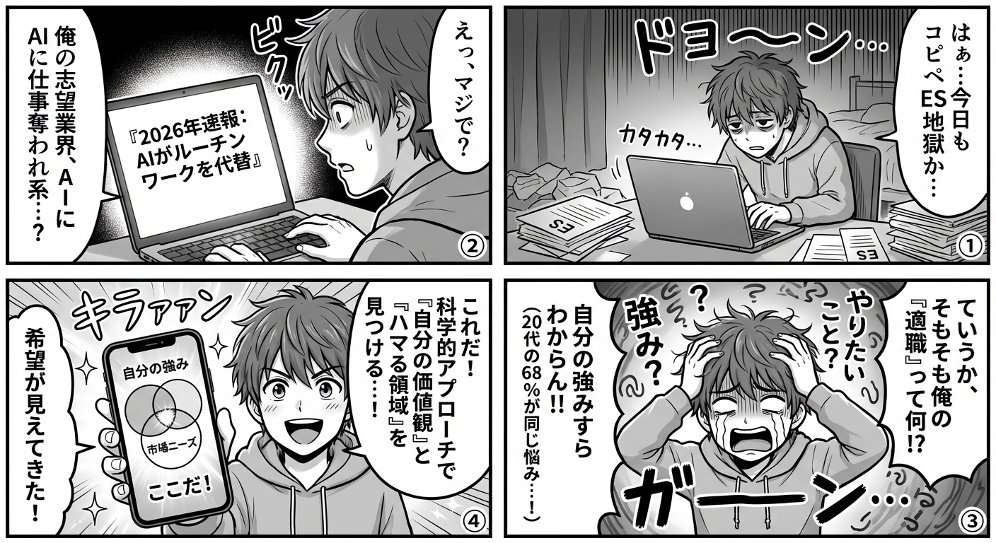 20代必見！AI時代の適職診断完全ガイド｜自分に合った仕事の見つけ方7ステップ マンガ解説