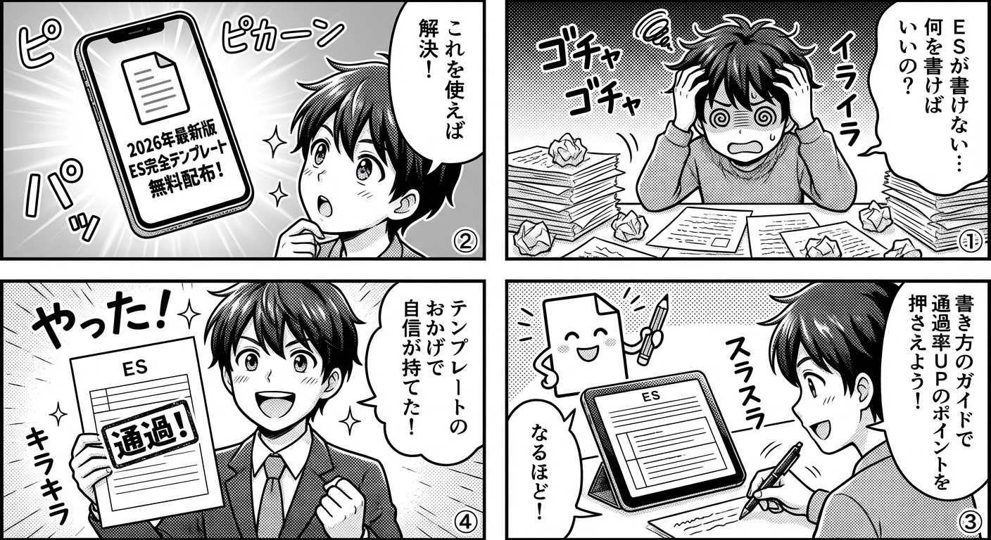 2026年最新版ES完全テンプレート無料配布｜通過率を上げる書き方ガイド