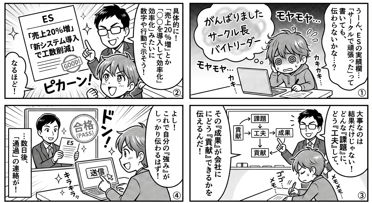 ES作成で成果を効果的にアピールする書き方と評価される実績の伝え方