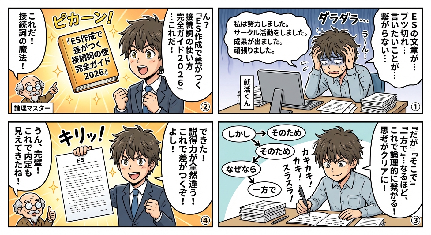 ES作成で差がつく接続詞の使い方完全ガイド2026