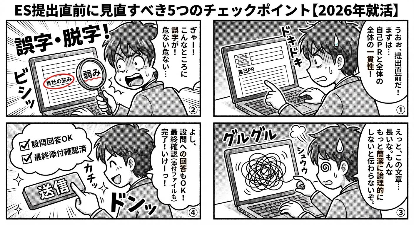 ES提出直前に見直すべき5つのチェックポイント【2026年就活】