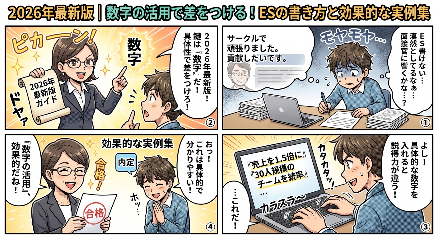 2026年最新版｜数字の活用で差をつける！ESの書き方と効果的な実例集