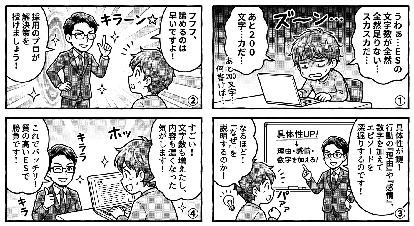 ES文字数不足を一瞬で解決!採用のプロが教える具体的な膨らませ方と質を高める書き方