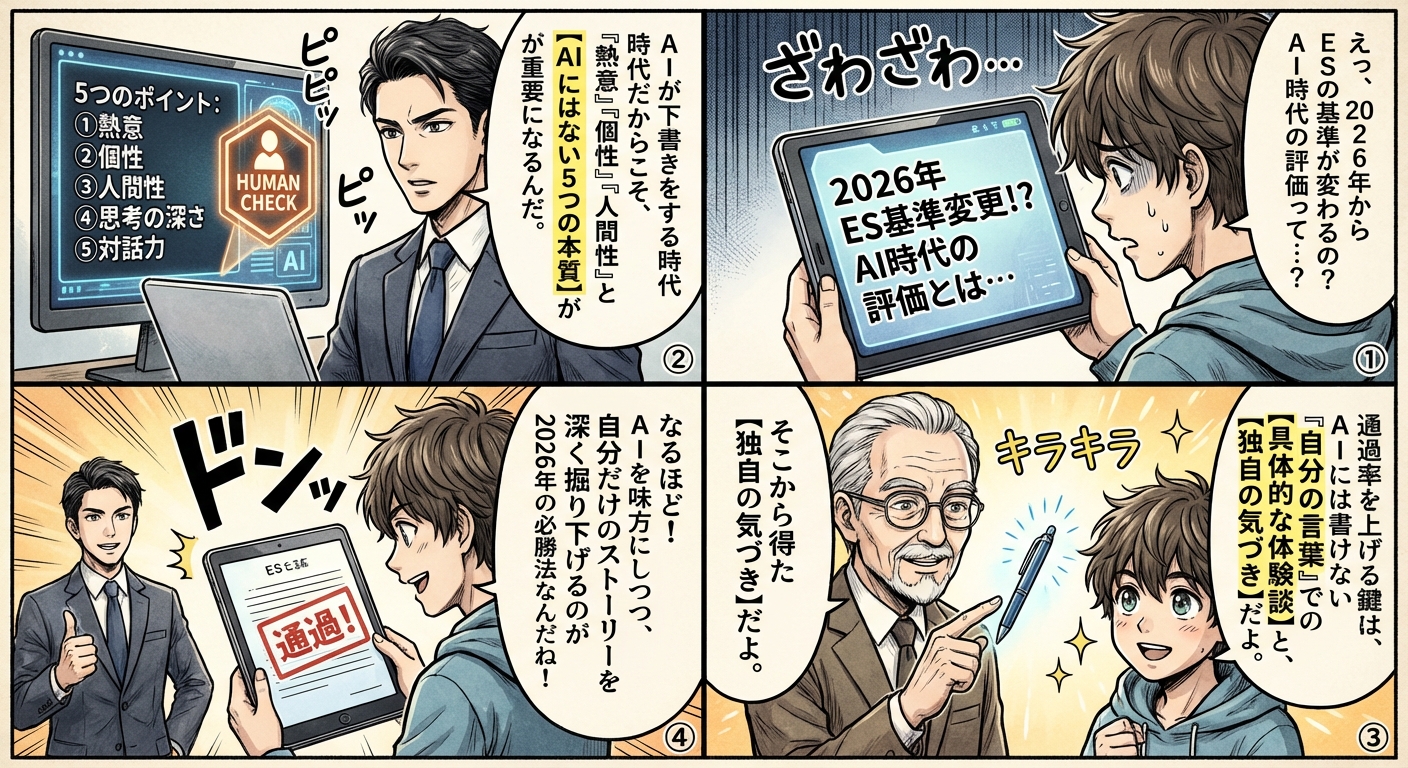 【2026年最新】企業のES評価基準を徹底解説｜採用担当者が見る5つのポイントと通過率を上げる書き方