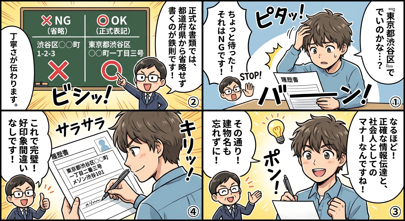 履歴書の住所は略さない書き方が正解!都道府県から正式表記する理由と実例