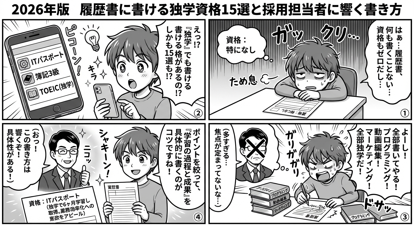 履歴書に書ける独学資格15選と採用担当者に響く書き方【2026年版】
