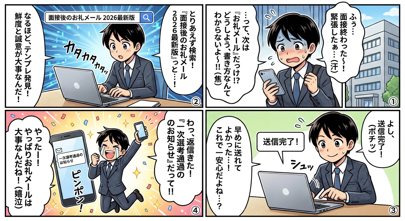 面接後のお礼メールの書き方と例文【2026年最新版】