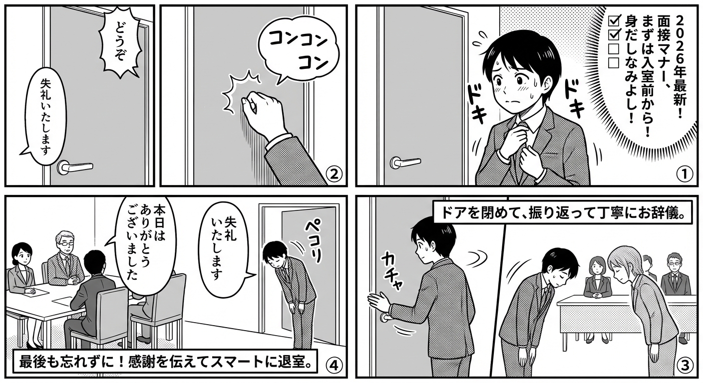 2026年最新版|面接の入退室マナー完全ガイド【好印象を与える基本動作】