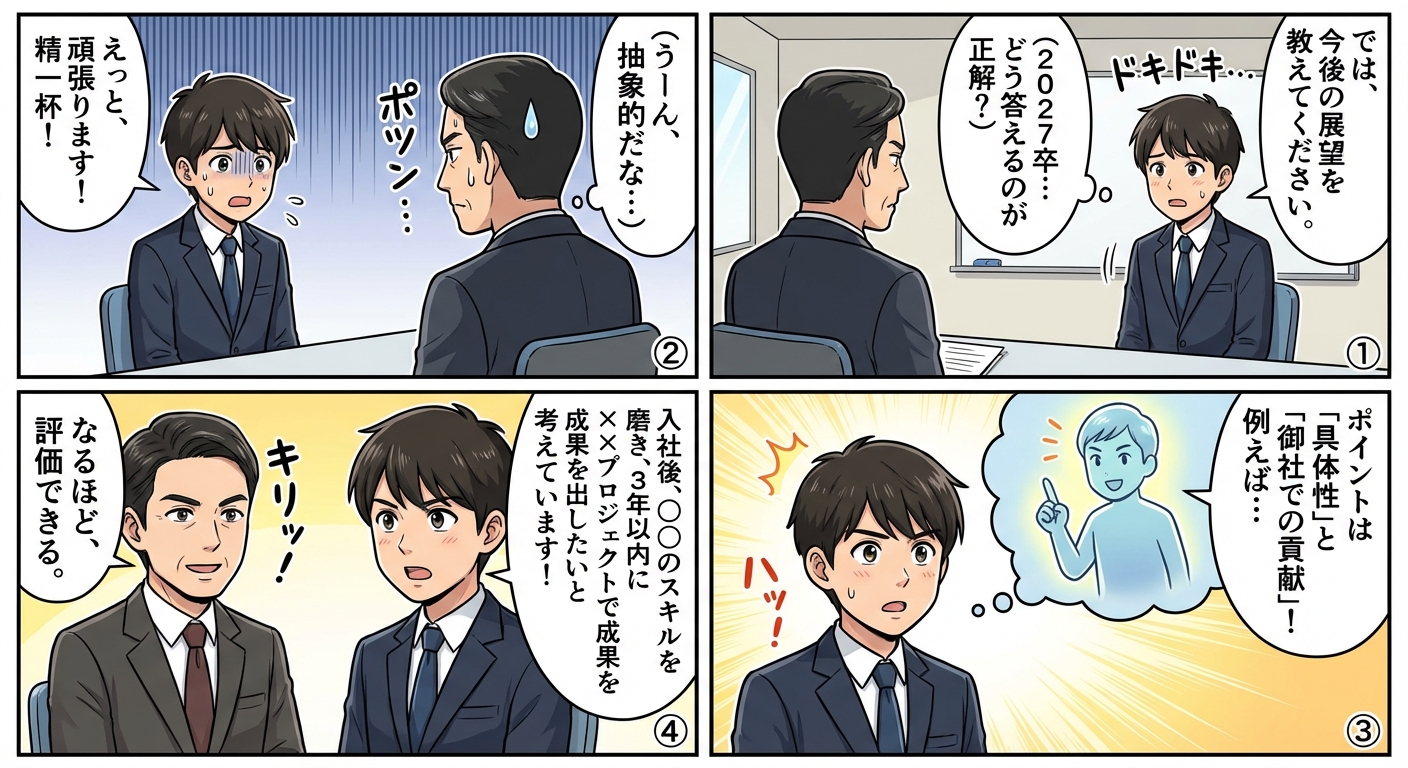 2027卒必見|面接で展望を具体的に伝える答え方と評価される例文
