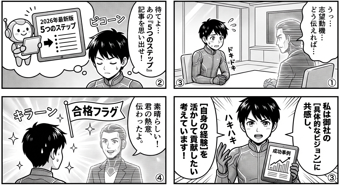 2026年最新版|面接で志望動機を効果的に伝える3つのステップと成功事例