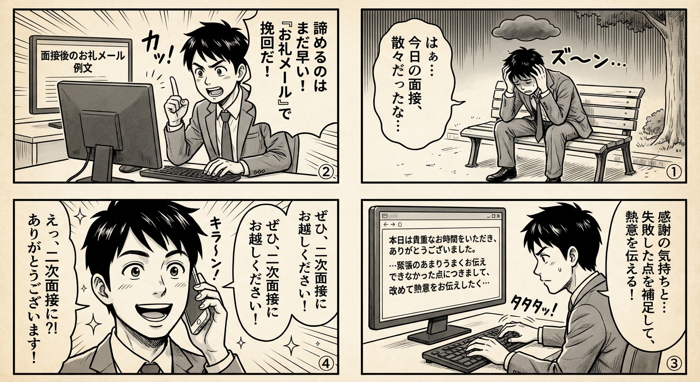 面接で失敗しても挽回できるお礼メールの書き方と成功事例