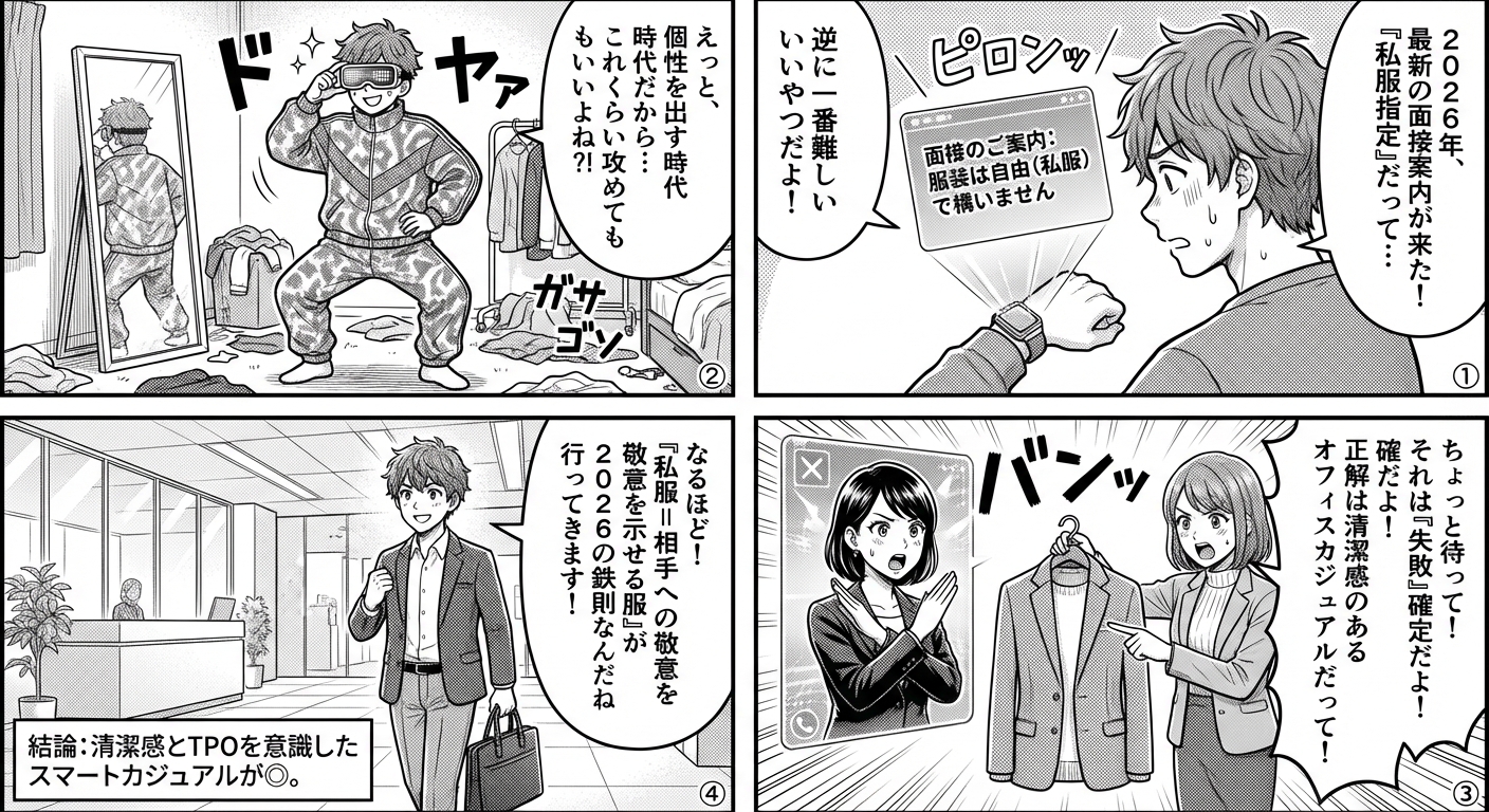 2026年最新版|面接で私服指定された時の正解コーデと失敗しない服装選び