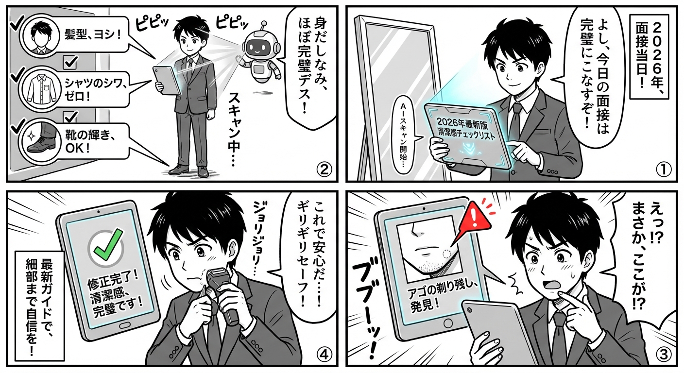 2026年版・面接官が見る清潔感チェックリスト完全ガイド|合否を分ける身だしなみ15項目