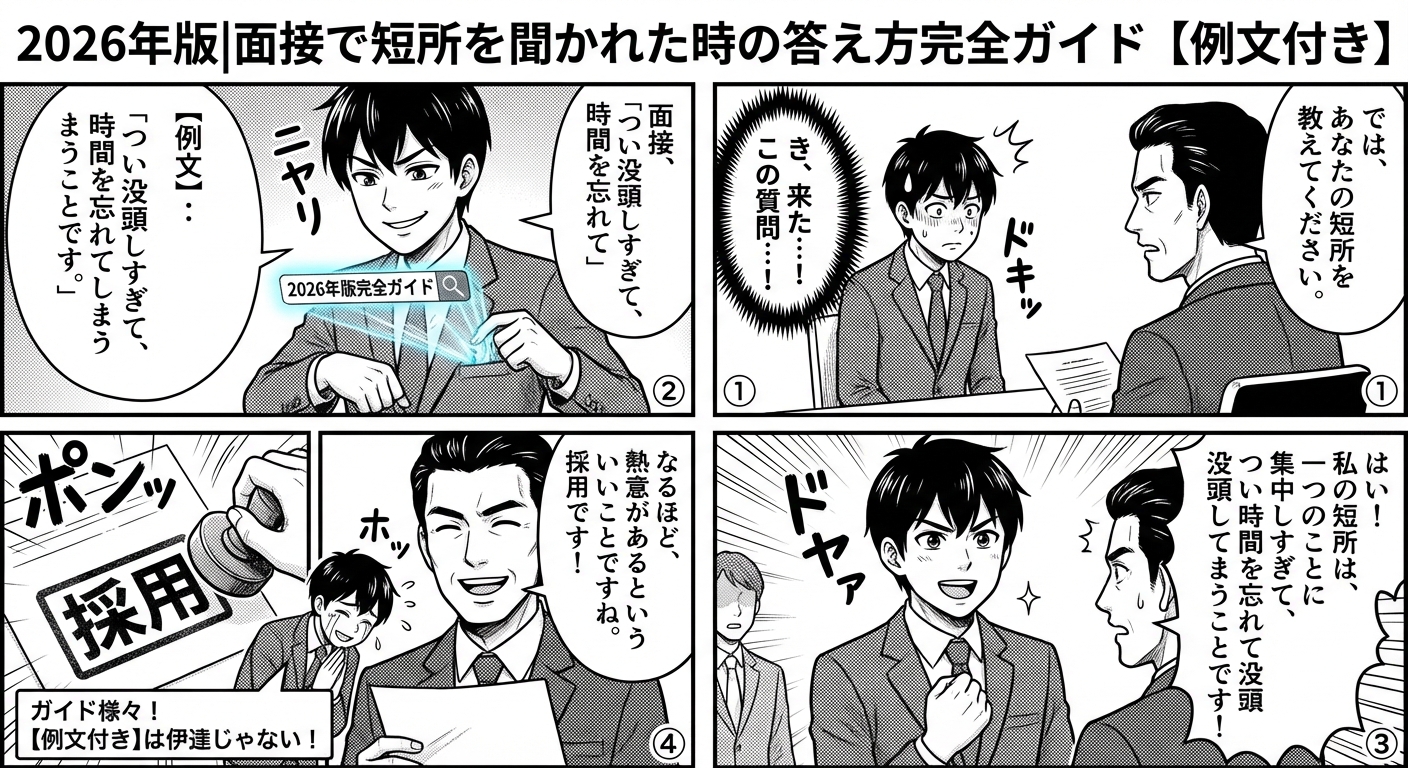 【2026年最新】面接で短所を聞かれた時の答え方完全ガイド|評価される回答例付き