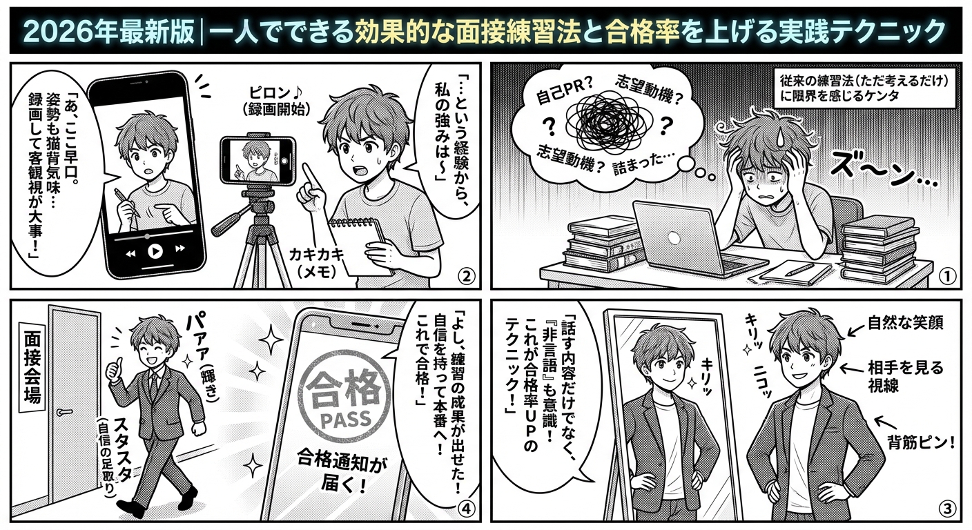 一人でできる面接練習の効果的な方法と合格率を上げるコツ