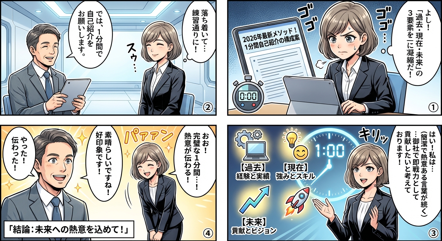 【2026年最新】面接で好印象を与える1分間自己紹介の作り方と実践例