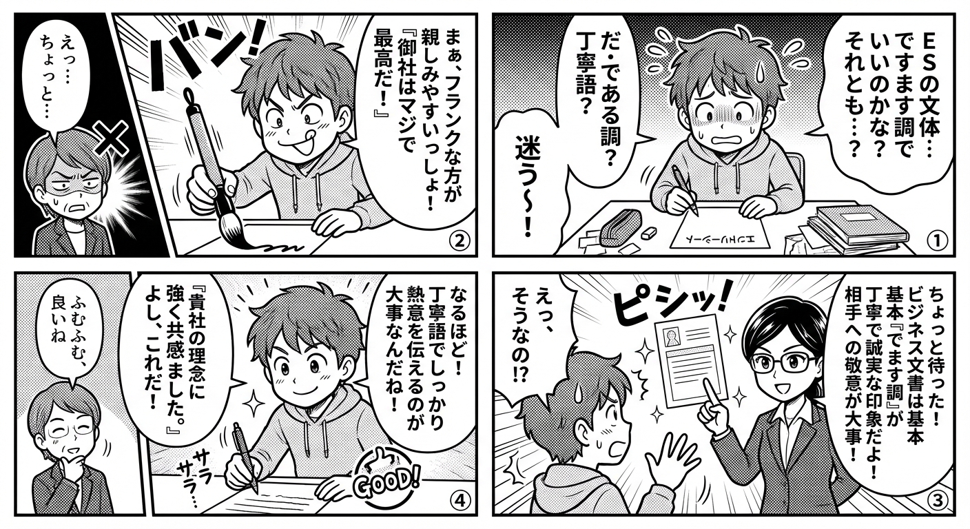 ES（エントリーシート）はですます調で書くべき?正しい文体選びと印象アップの書き方