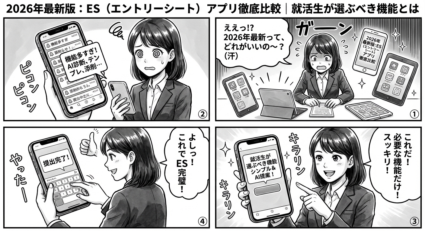 2026年最新版:ES(エントリーシート)アプリ徹底比較|就活生が選ぶべき機能とは