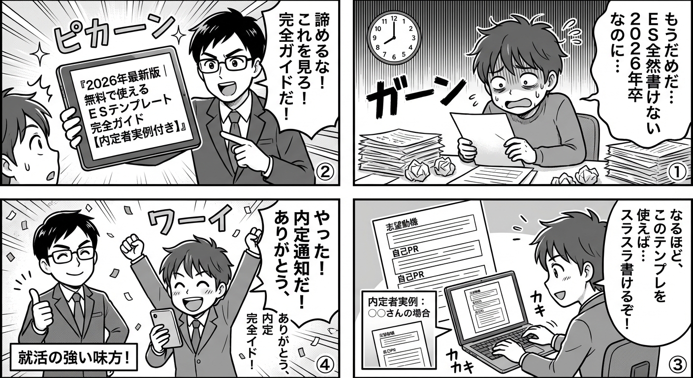 2026年最新版｜無料で使えるESテンプレート完全ガイド【内定者実例付き】