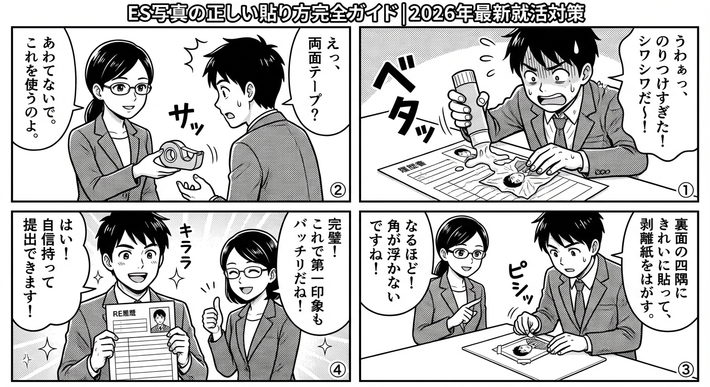 ES写真の正しい貼り方完全ガイド|2026年最新就活対策