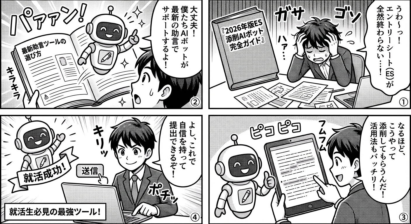 2026年版ES添削AIボット完全ガイド｜就活生が知るべき最新助言ツールの選び方と活用法