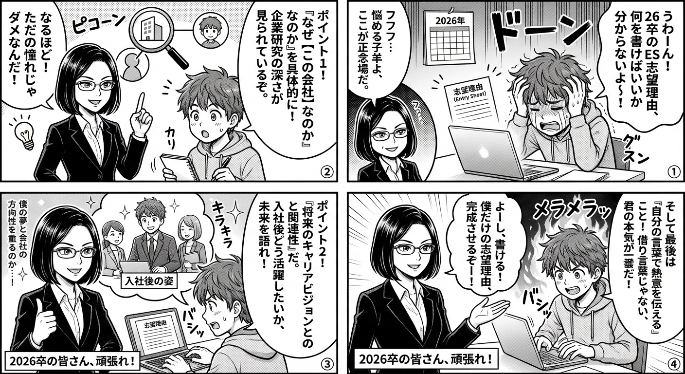 2026年新卒必見!ES志望理由の書き方完全ガイド|採用担当者が評価する3つのポイント